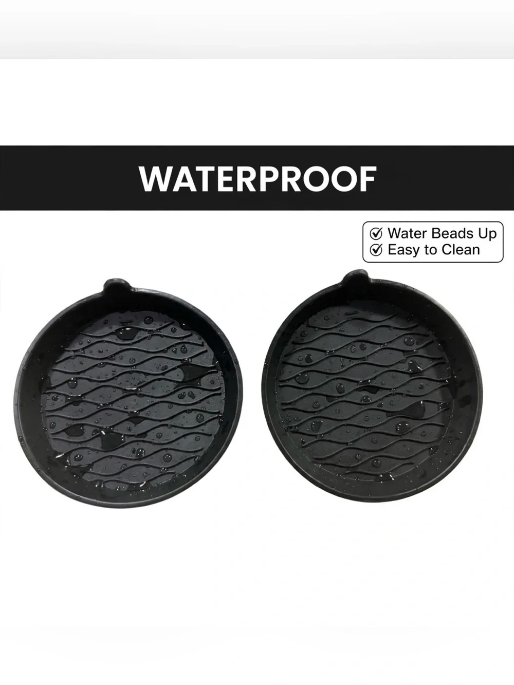 TRI22 Car Coasters for Cup Holders - 2 Pack Black Silicone Universal Fit Non-Sli